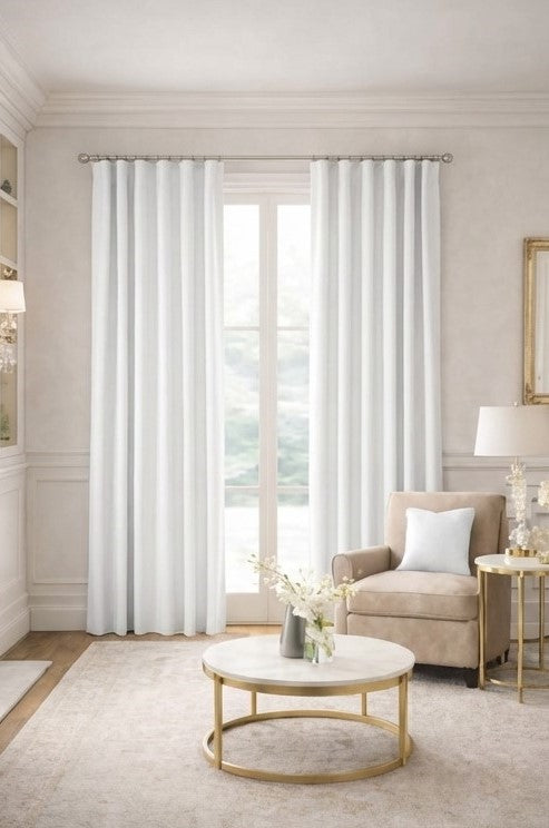 White Line Blackout Decorative Drapes