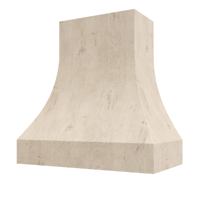Curved Without Trim Wood Range Hood with 390 CFM Ventilation - Handcrafted Unfinished (Multiple Sizes)