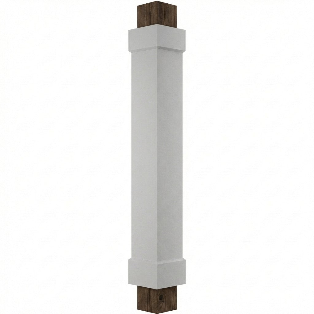 Built PVC Column Fully Assembled with Wood Post (Multiple Sizes)