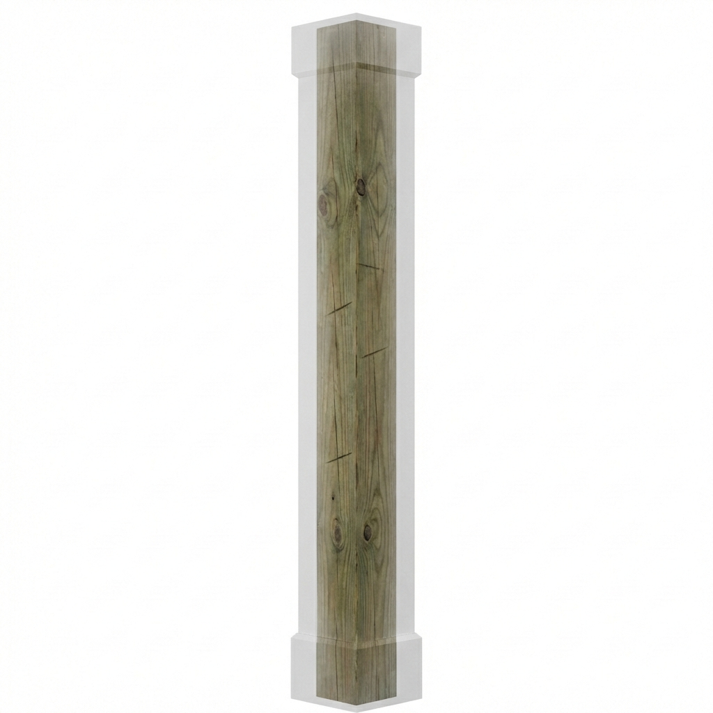Built PVC Column Fully Assembled with Wood Post (Multiple Sizes)