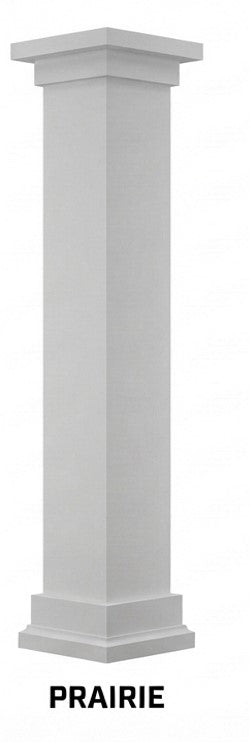 6x6 PVC column assembly with prairie capital and prairie base
