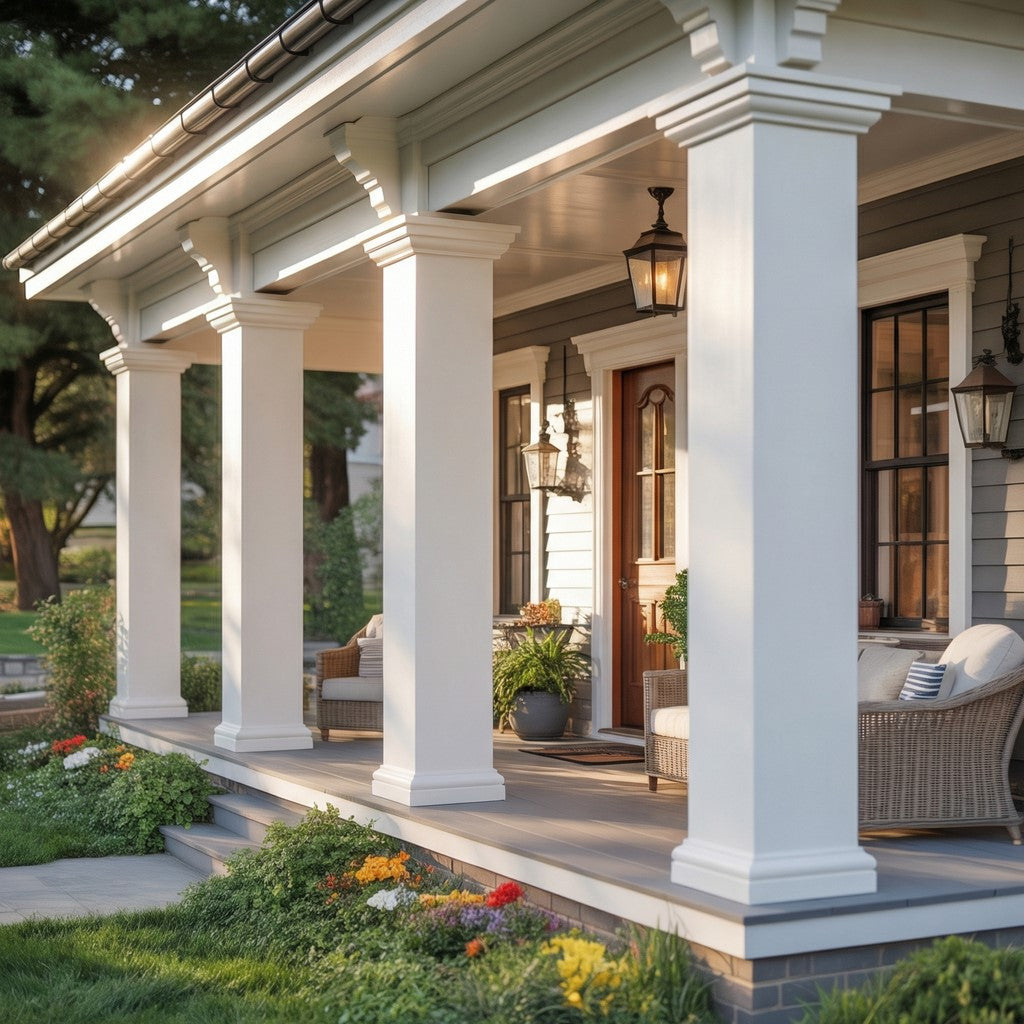 Square PVC column wraps in multiple sizes - decorative porch columns
