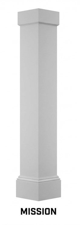 6x6 PVC column assembly with standard capital and mission base
