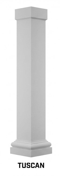 6x6 PVC column with standard capital and tuscan base
