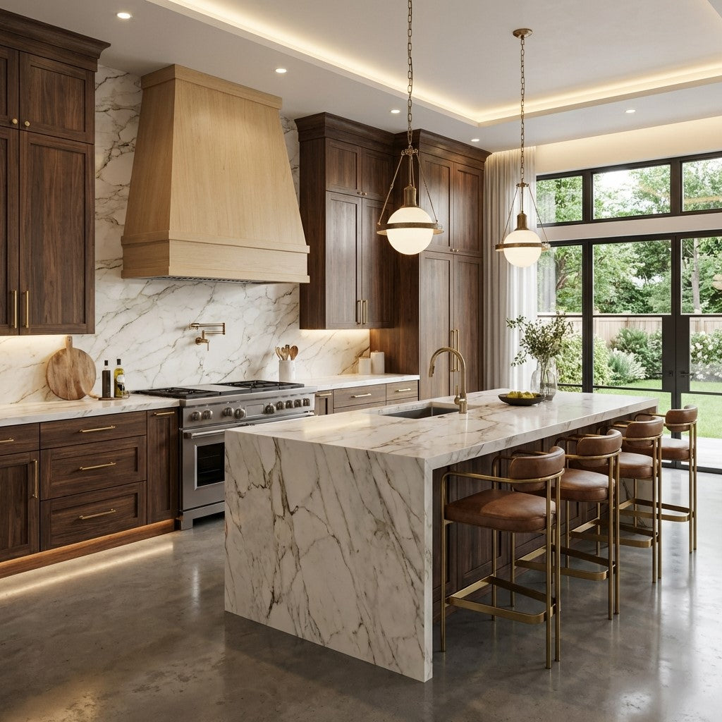 Tapered wood range hood - modern sleek design unfinished wood
