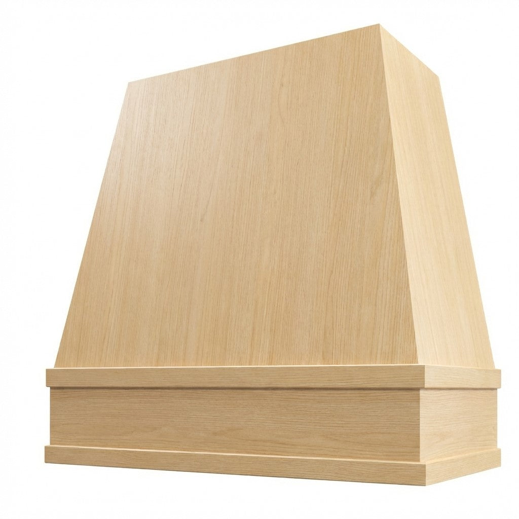 Handcrafted tapered wood range hood cover - contemporary kitchen style
